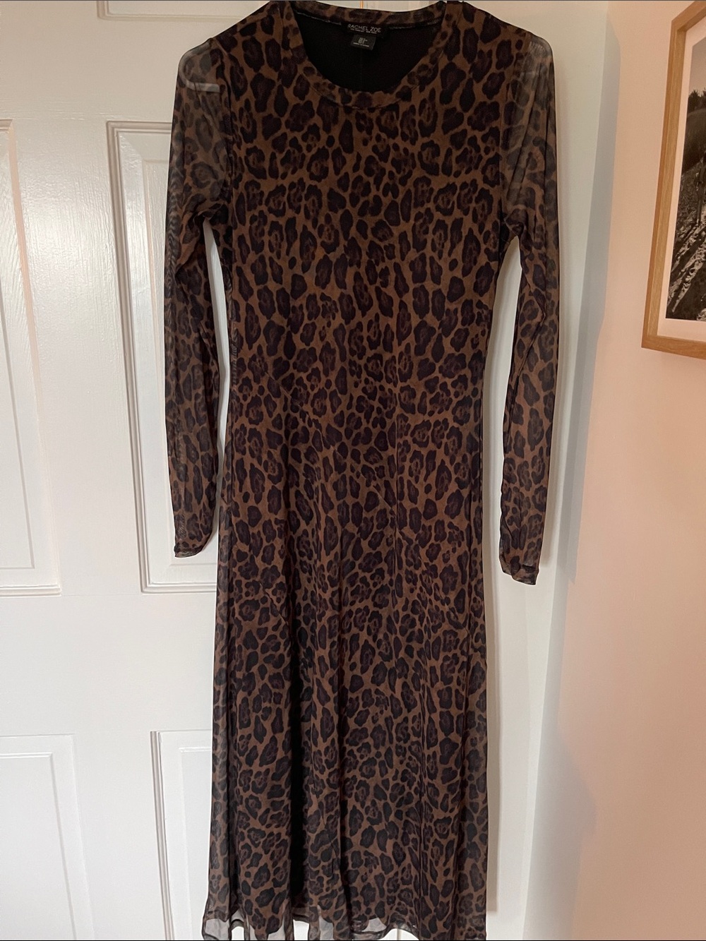 Rachel Zoe Brown Leopard-Print Long Sleeve Maxi Dress